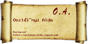 Oszlányi Alda névjegykártya